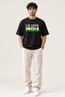 I'M FROM INDIA Men's Graphic T-Shirt – Oversized Drop-Shoulder Black Tee UAE