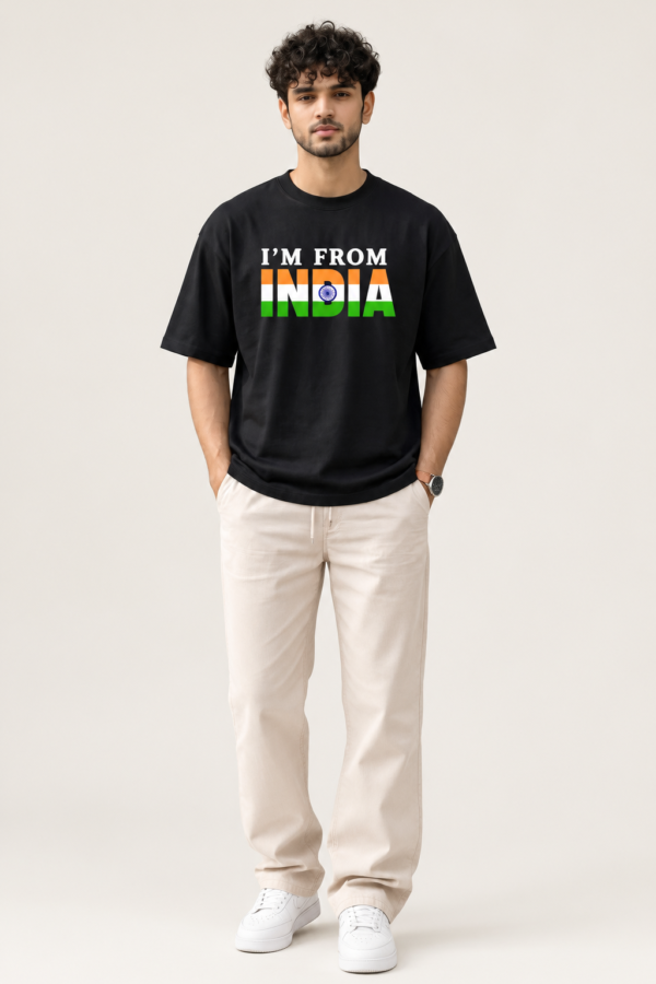 I'M FROM INDIA Men's Graphic T-Shirt – Oversized Drop-Shoulder Black Tee UAE
