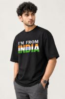 I'M FROM INDIA Men's Graphic T-Shirt – Oversized Drop-Shoulder Black Tee UAE