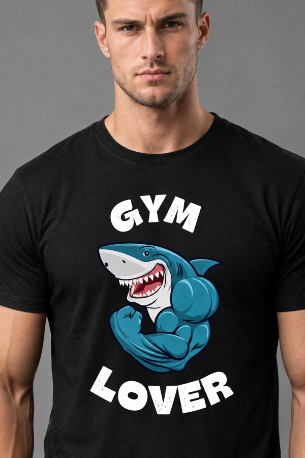 Men’s Gym Lover Black Cotton T-Shirt – Premium Regular Fit Gym & Casual Wear